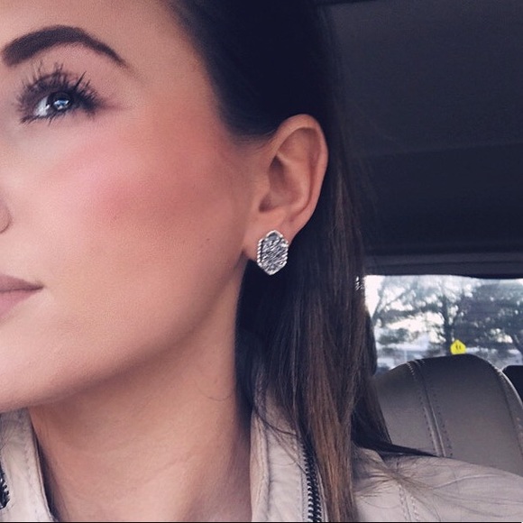 Dark Graphite & Gold Dainty Druzy Stud Earrings - Picture 2 of 2